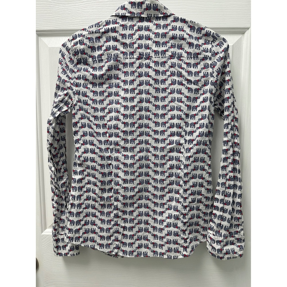 Women's Crown & Ivy Red Navy White All Over Print Elephant Long Sleeve XS - Picture 2 of 5